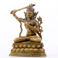 A majestic alloy copper inlaid silver statue of Manjusri Bodhisattva