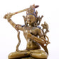 A majestic alloy copper inlaid silver statue of Manjusri Bodhisattva