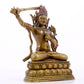 A majestic alloy copper inlaid silver statue of Manjusri Bodhisattva