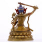 A majestic alloy copper inlaid silver statue of Manjusri Bodhisattva