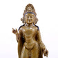 A solemn statue of Bodhisattva made of alloy copper and inlaid with silver