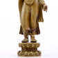 A solemn statue of Bodhisattva made of alloy copper and inlaid with silver