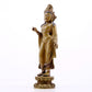 A solemn statue of Bodhisattva made of alloy copper and inlaid with silver