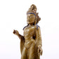 A solemn statue of Bodhisattva made of alloy copper and inlaid with silver