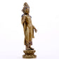 A solemn statue of Bodhisattva made of alloy copper and inlaid with silver