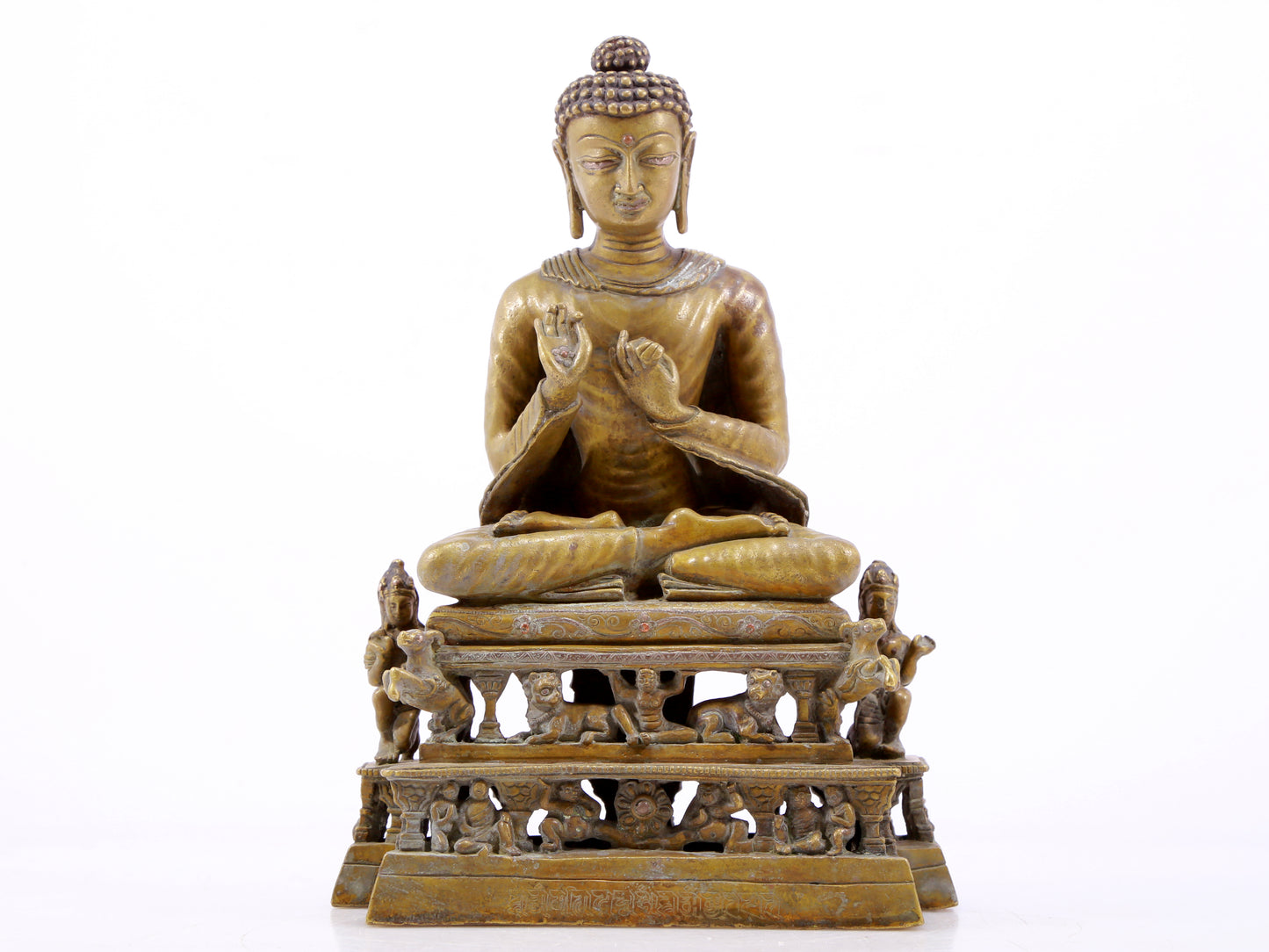 A solemn alloy copper statue of Gautama Buddha