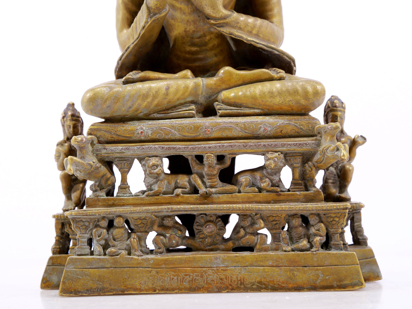 A solemn alloy copper statue of Gautama Buddha