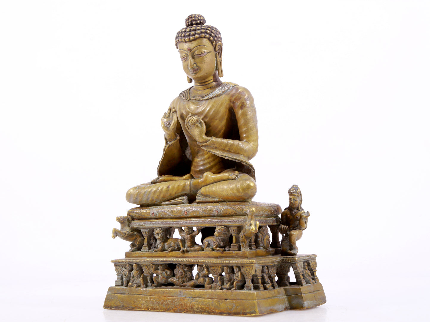 A solemn alloy copper statue of Gautama Buddha