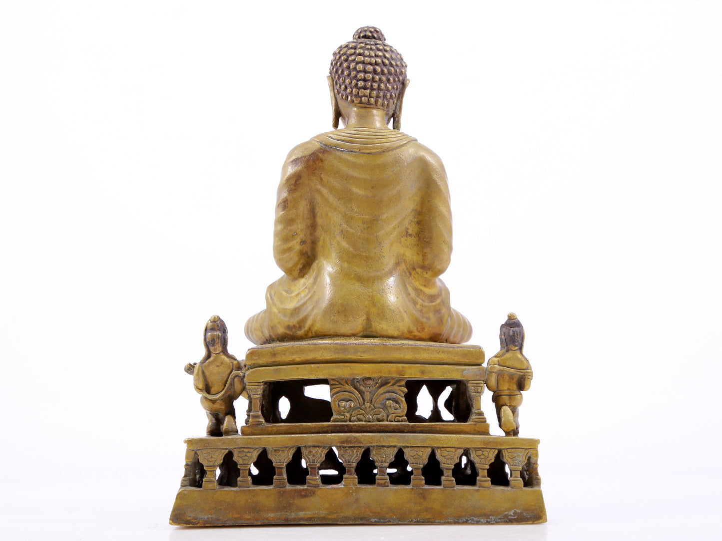 A solemn alloy copper statue of Gautama Buddha