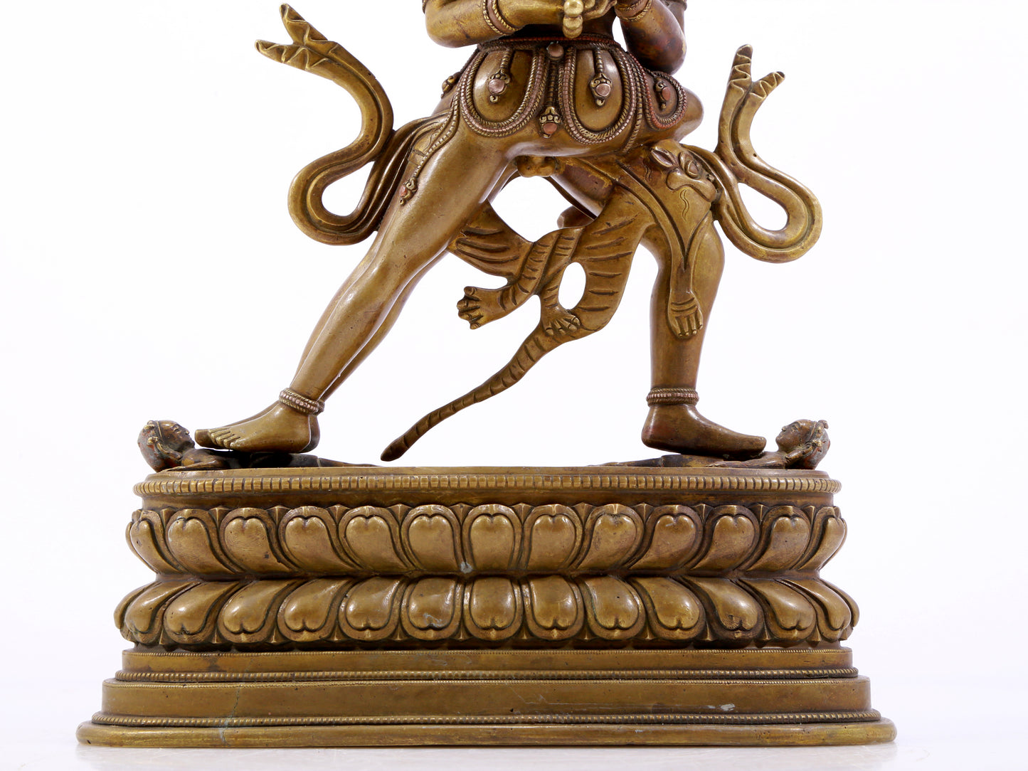 A solemn alloy copper inlaid silver Vajra statue