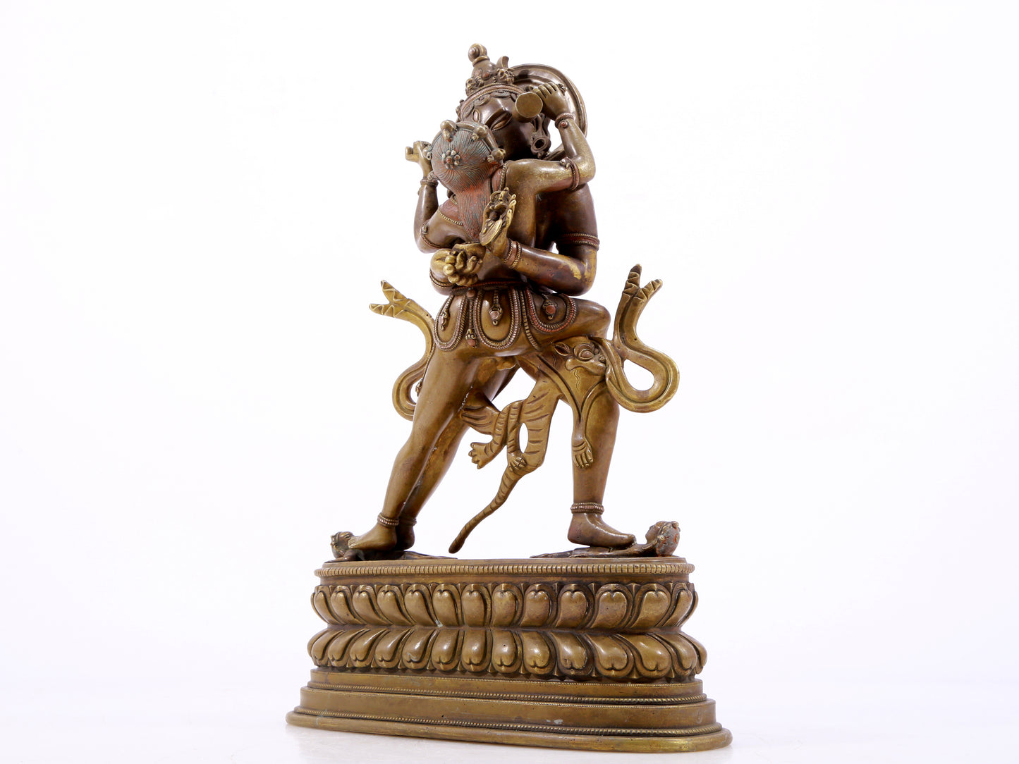 A solemn alloy copper inlaid silver Vajra statue