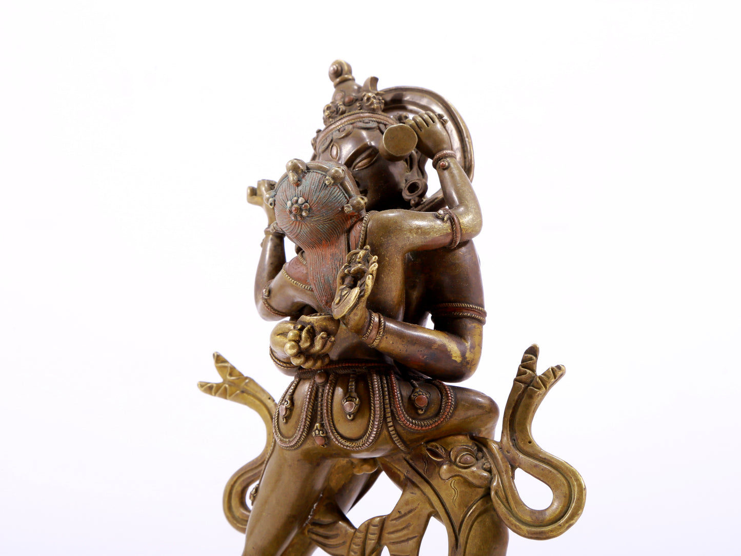 A solemn alloy copper inlaid silver Vajra statue