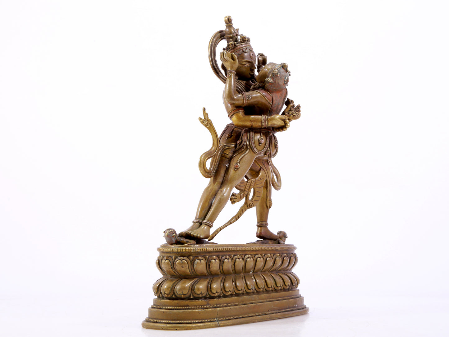 A solemn alloy copper inlaid silver Vajra statue