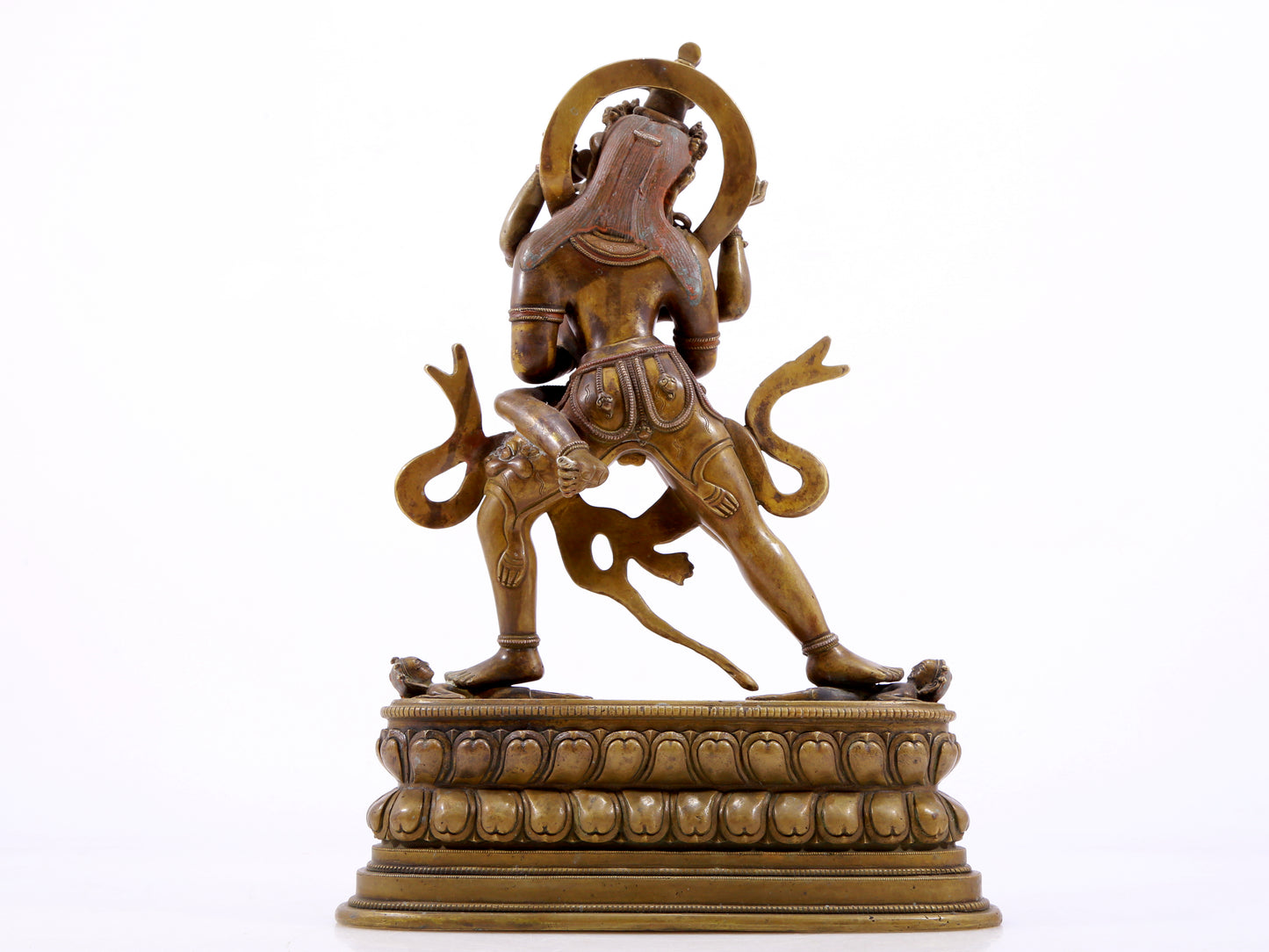 A solemn alloy copper inlaid silver Vajra statue