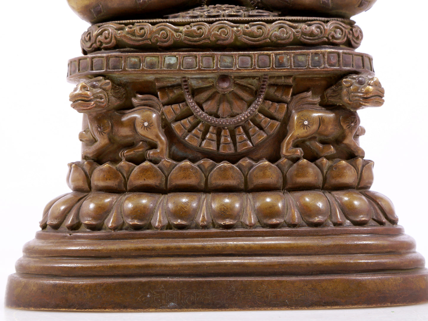 A solemn alloy copper inlaid silver statue of Gautama Buddha