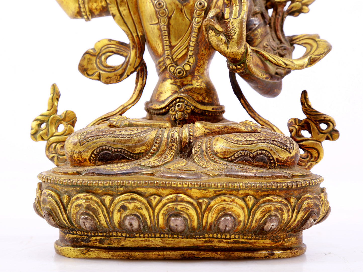 A majestic gilt bronze and silver statue of Tara