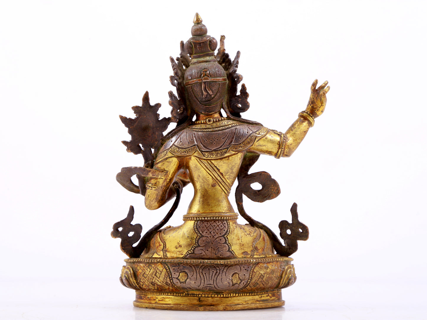 A majestic gilt bronze and silver statue of Tara