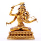 A majestic gilt bronze four-armed Manjushri statue with inscription