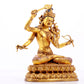 A majestic gilt bronze four-armed Manjushri statue with inscription