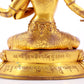 A majestic gilt bronze four-armed Manjushri statue with inscription