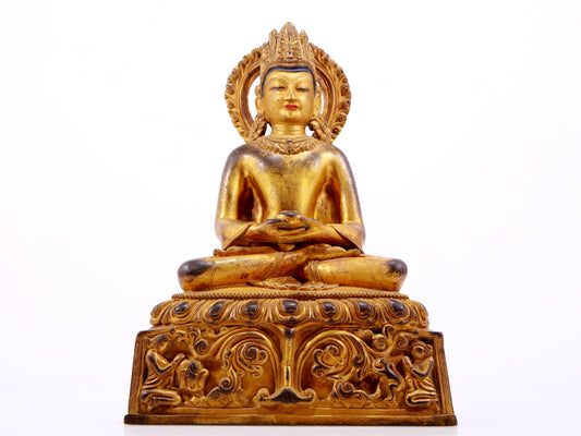 A solemn gilt bronze statue of Bodhisattva