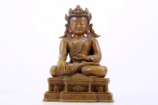 solemn alloy copper inlaid silver Buddha statue