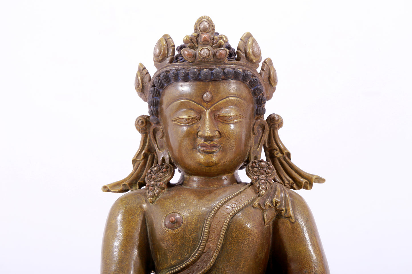 solemn alloy copper inlaid silver Buddha statue