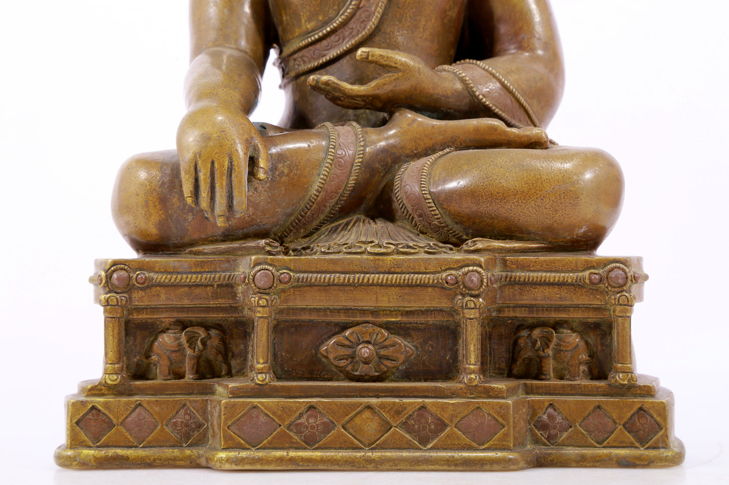 solemn alloy copper inlaid silver Buddha statue