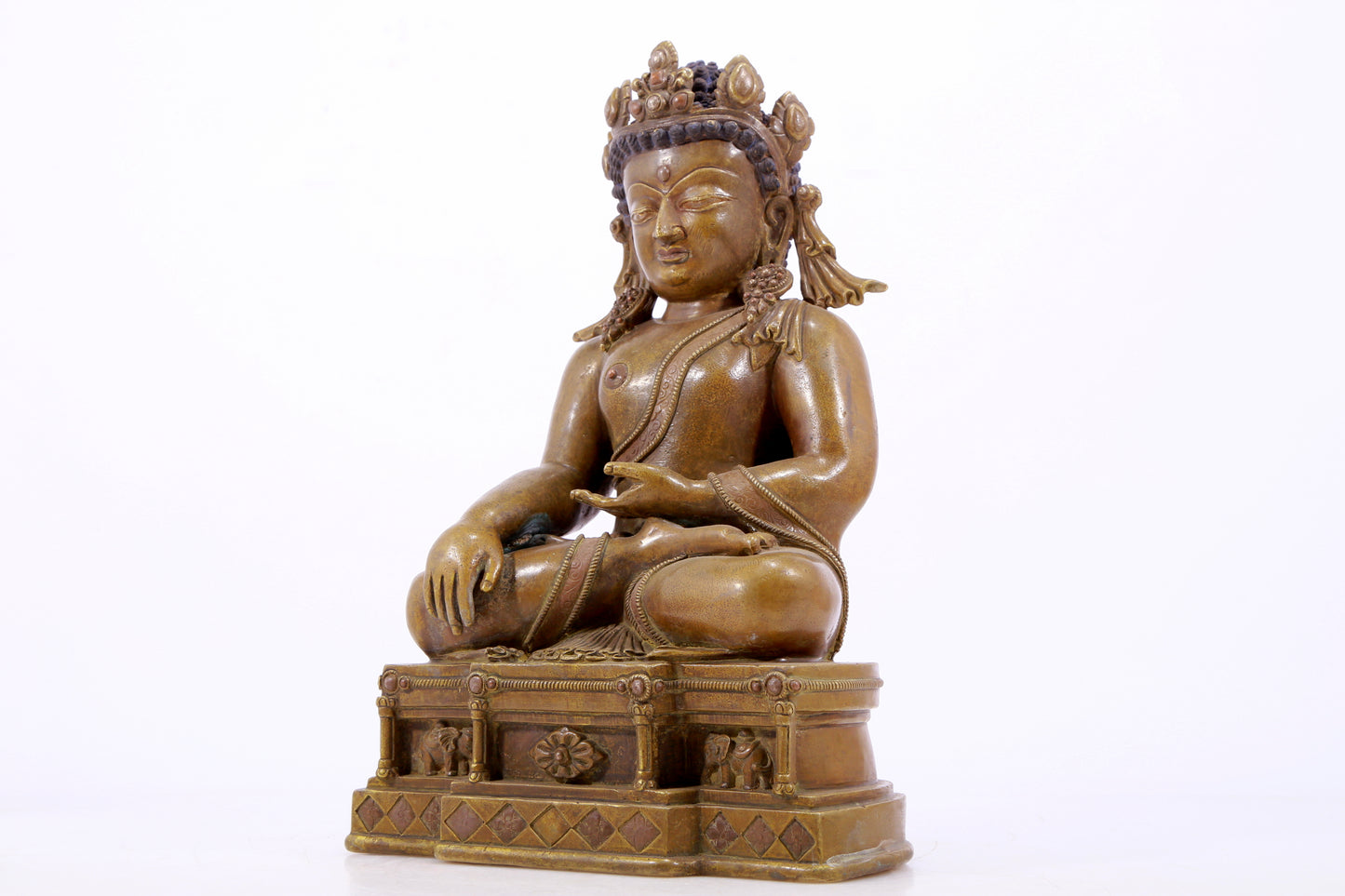 solemn alloy copper inlaid silver Buddha statue