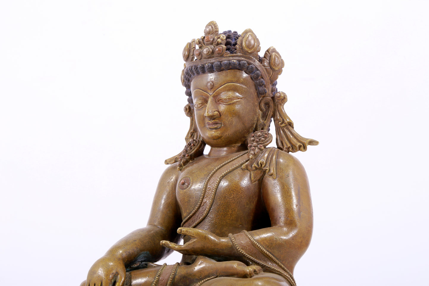 solemn alloy copper inlaid silver Buddha statue