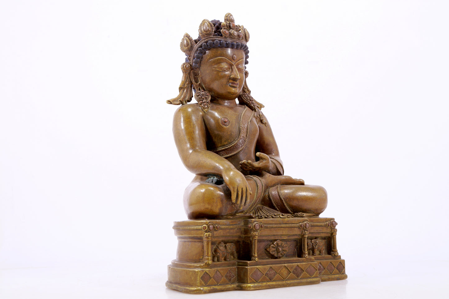 solemn alloy copper inlaid silver Buddha statue