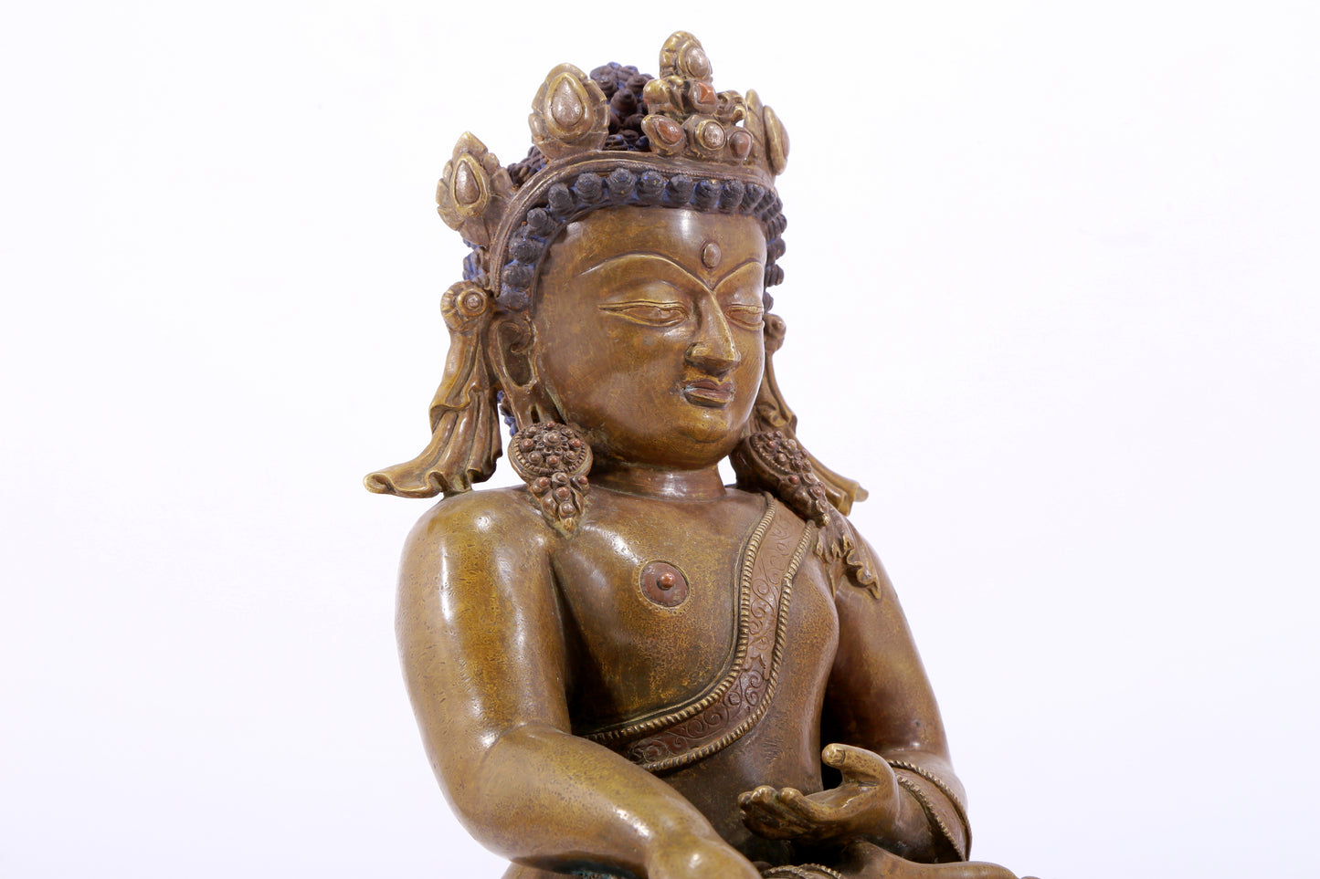 solemn alloy copper inlaid silver Buddha statue