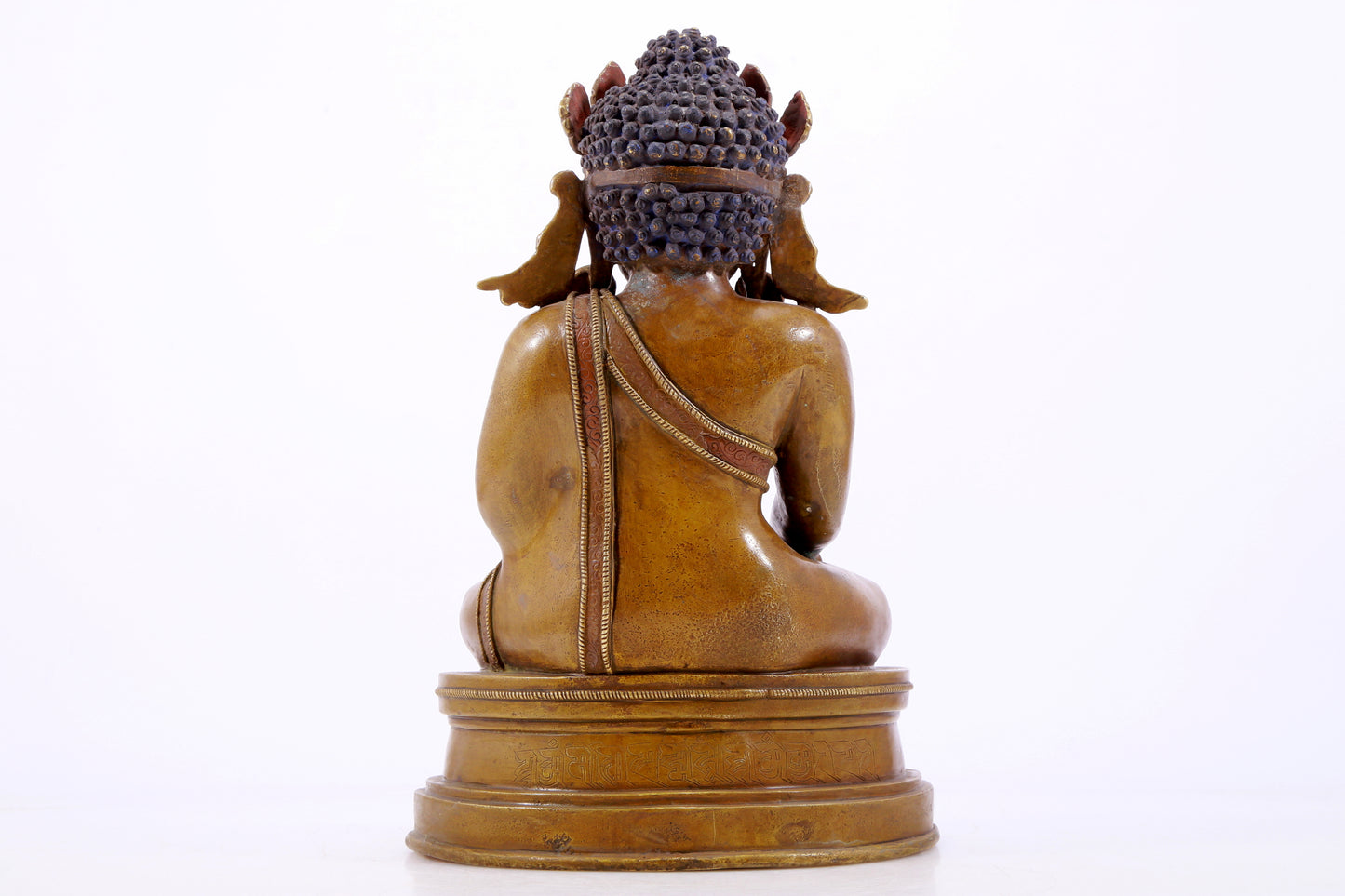 solemn alloy copper inlaid silver Buddha statue