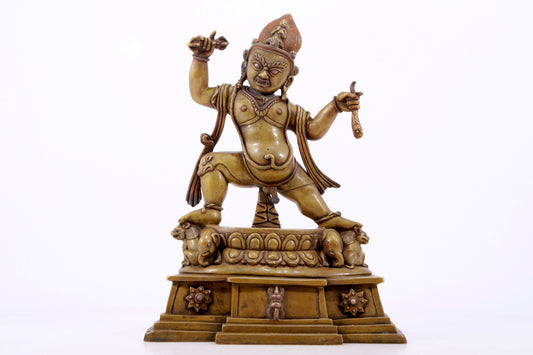 A solemn alloy copper inlaid silver Vajra statue