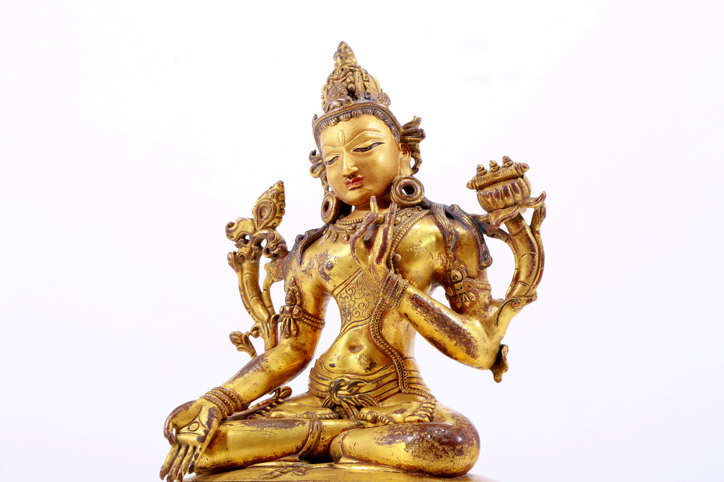 A majestic gilt bronze statue of Tara