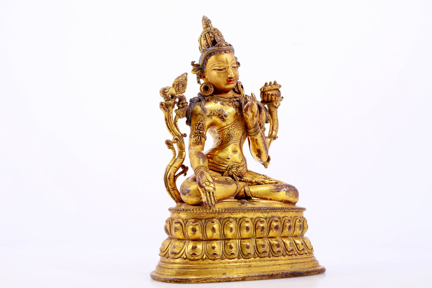 A majestic gilt bronze statue of Tara