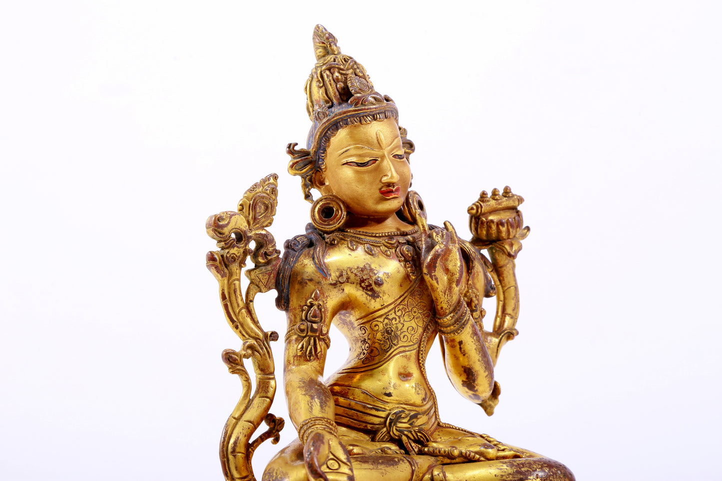 A majestic gilt bronze statue of Tara