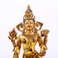 majestic gilt bronze statue of Tara inlaid with turquoise