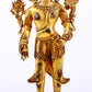 majestic gilt bronze statue of Tara inlaid with turquoise