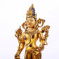 majestic gilt bronze statue of Tara inlaid with turquoise