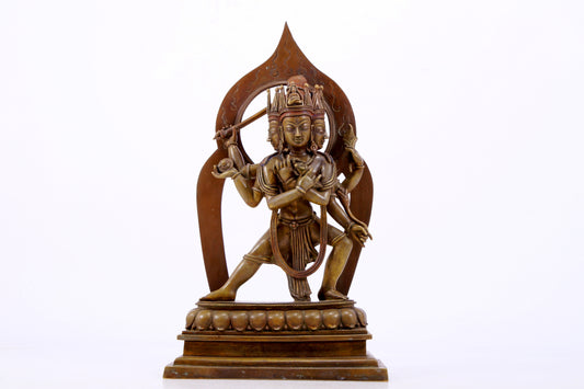 A solemn alloy copper Vajrasattva statue