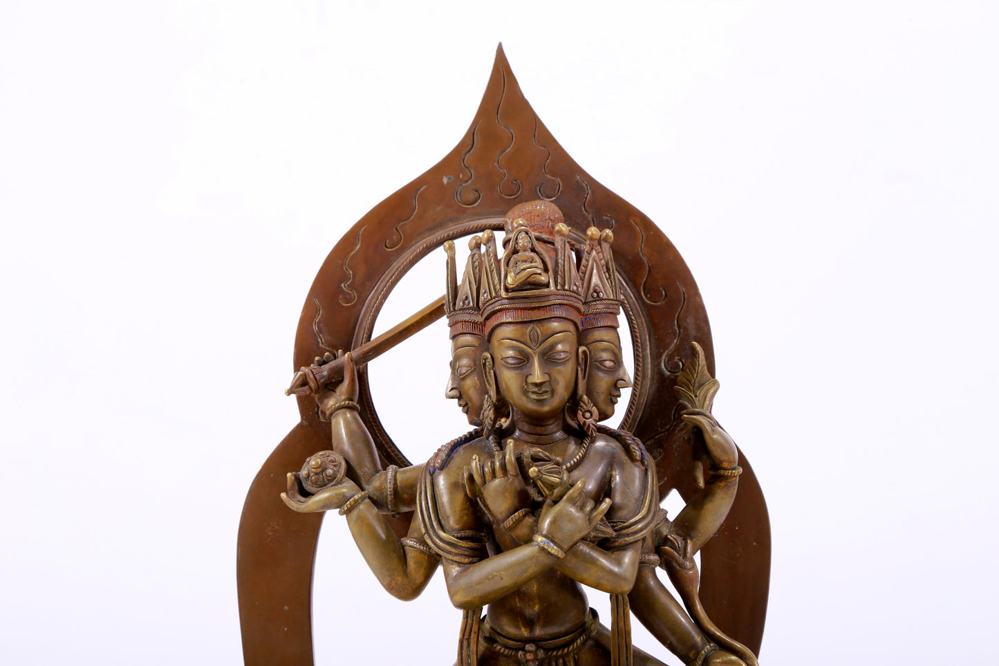 A solemn alloy copper Vajrasattva statue