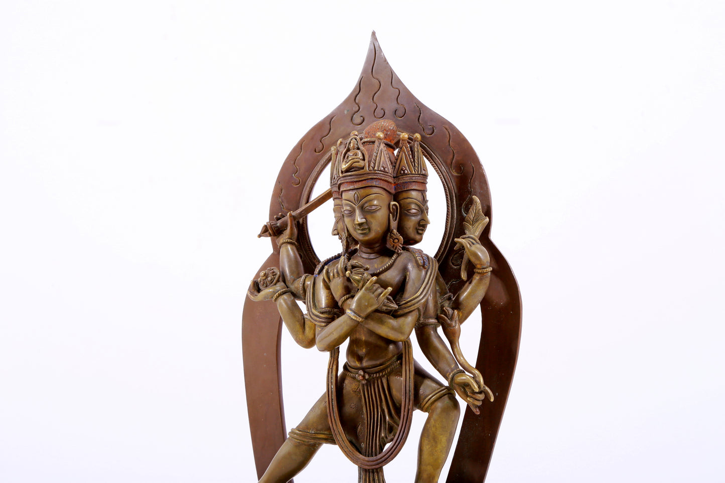 A solemn alloy copper Vajrasattva statue