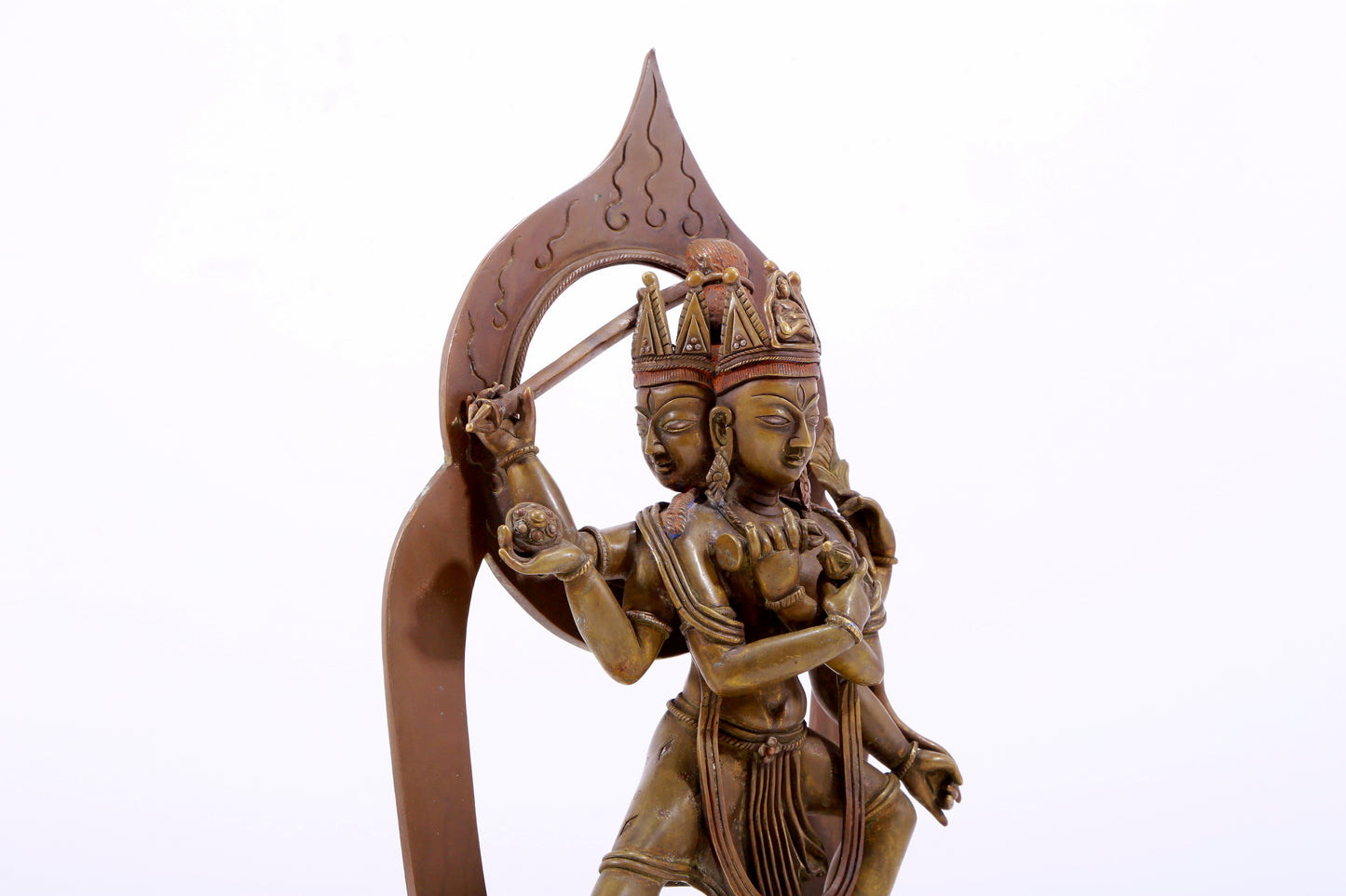 A solemn alloy copper Vajrasattva statue