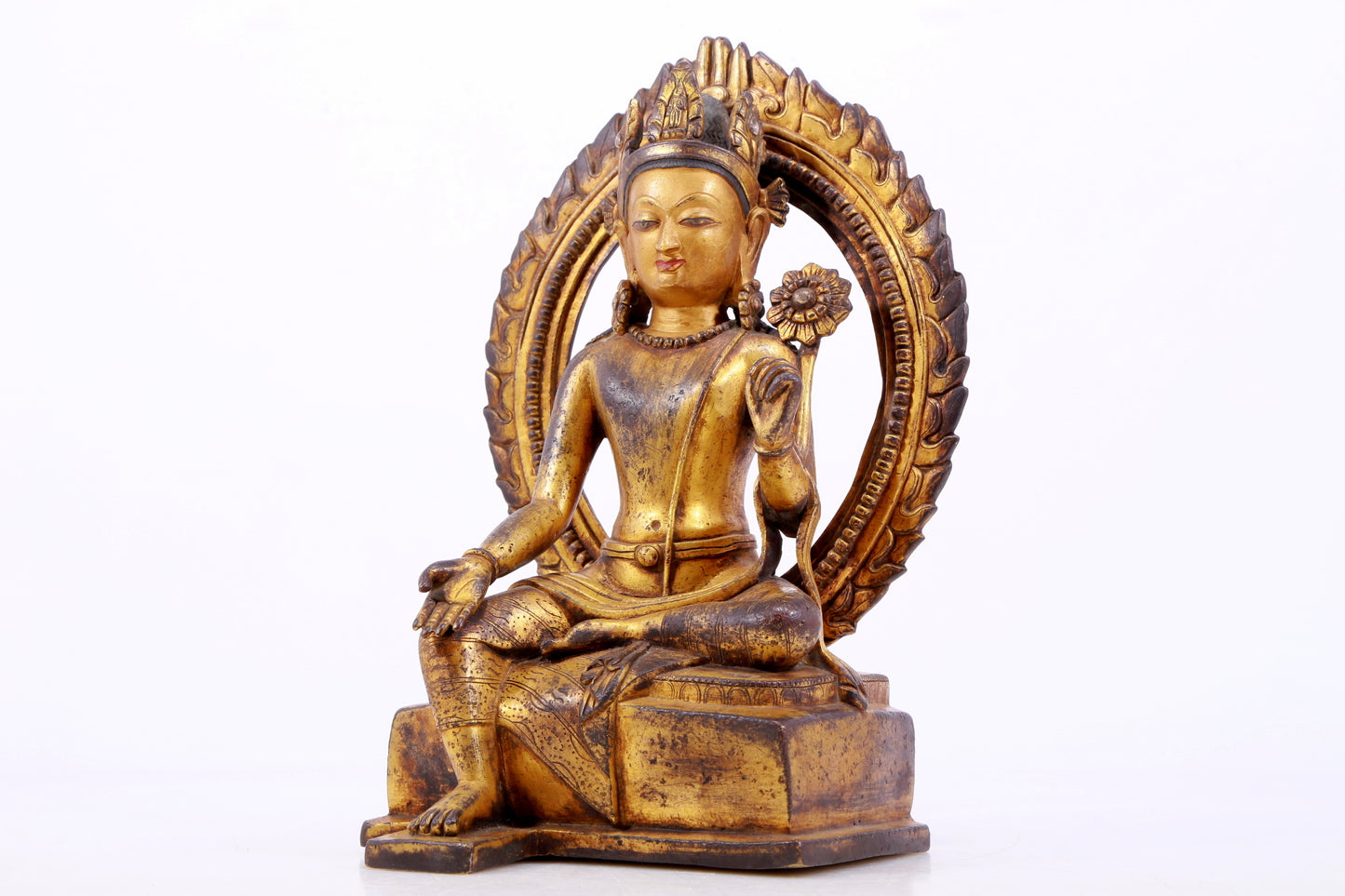 A majestic gilt bronze statue of Tara