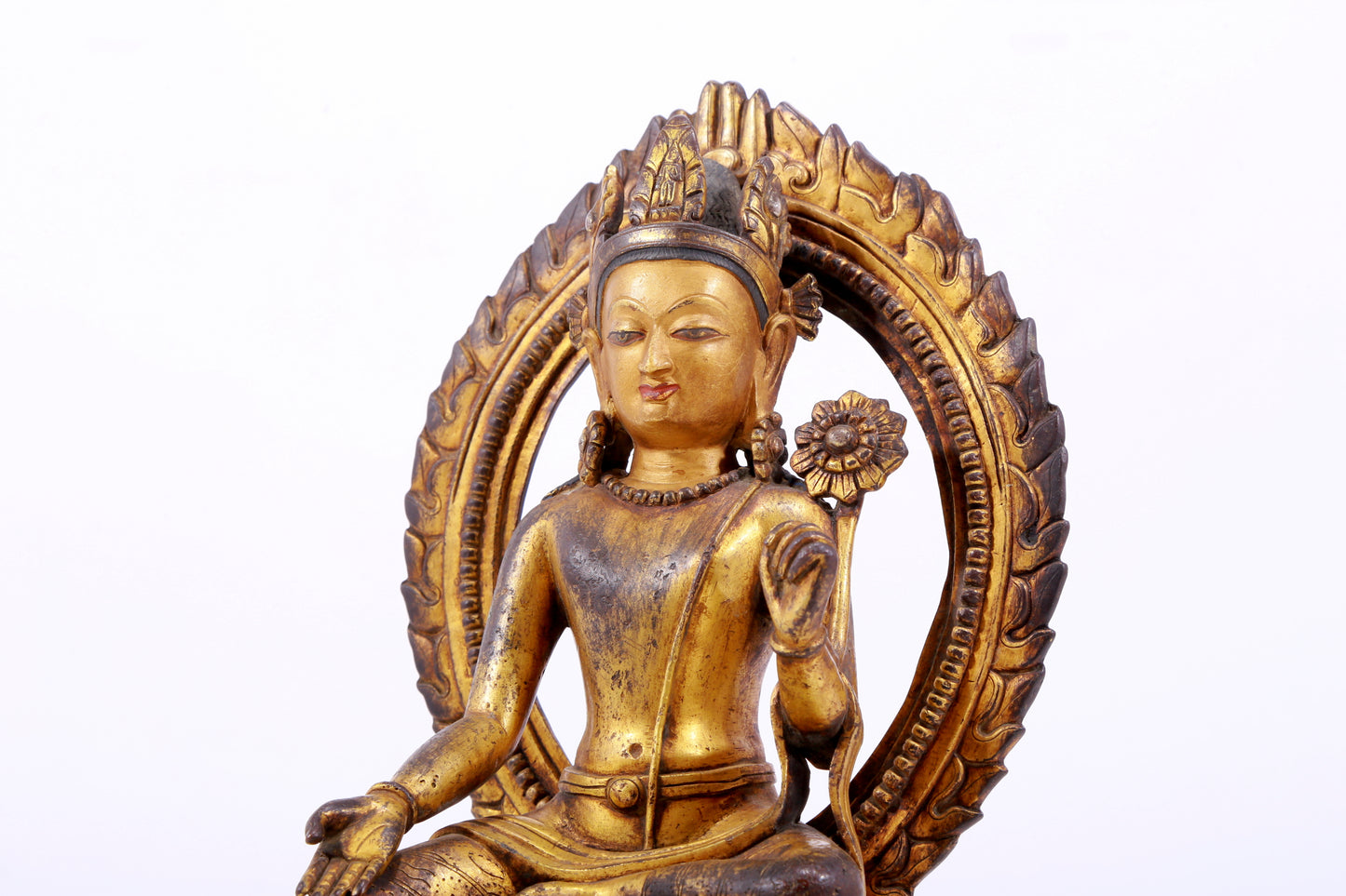 A majestic gilt bronze statue of Tara