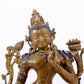 A majestic alloy copper inlaid silver statue of Tara