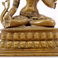 A majestic alloy copper inlaid silver statue of Tara