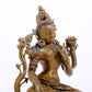 A majestic alloy copper inlaid silver statue of Tara