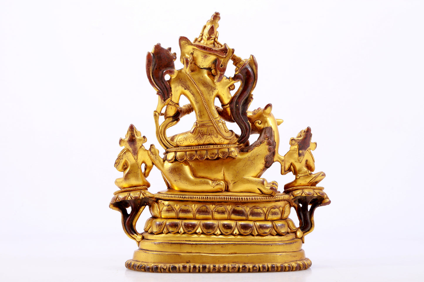 A majestic gilt bronze statue of Manjusri Bodhisattva